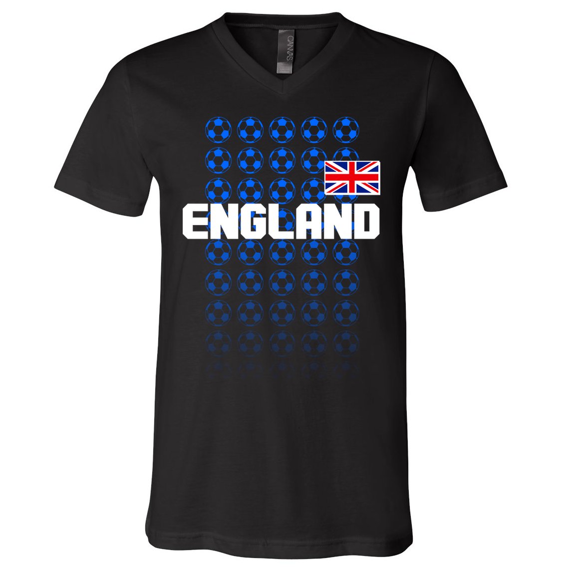 England Flag Soccer Ball Futbol Pattern V-Neck T-Shirt