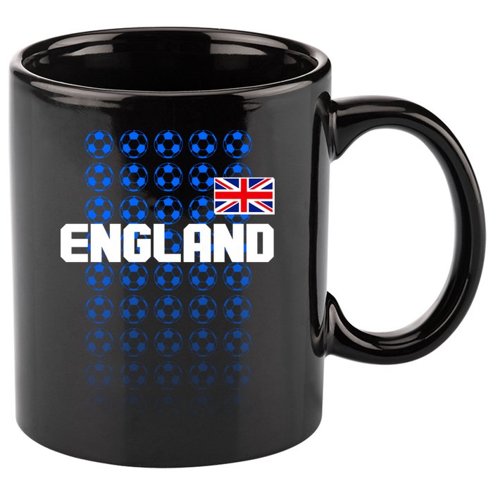 England Flag Soccer Ball Futbol Pattern 11oz C Handle Ceramic Mug