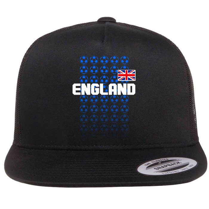 England Flag Soccer Ball Futbol Pattern Flat Bill Trucker Hat