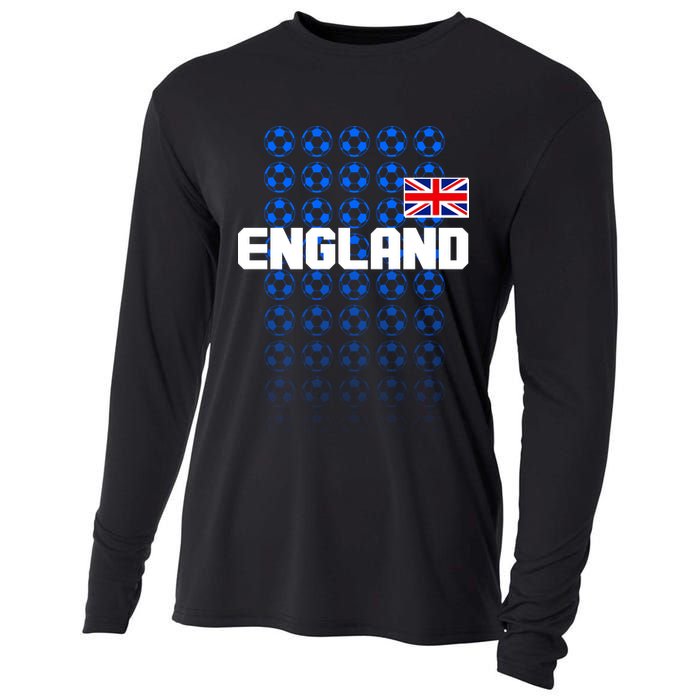 England Flag Soccer Ball Futbol Pattern Cooling Performance Long Sleeve Crew
