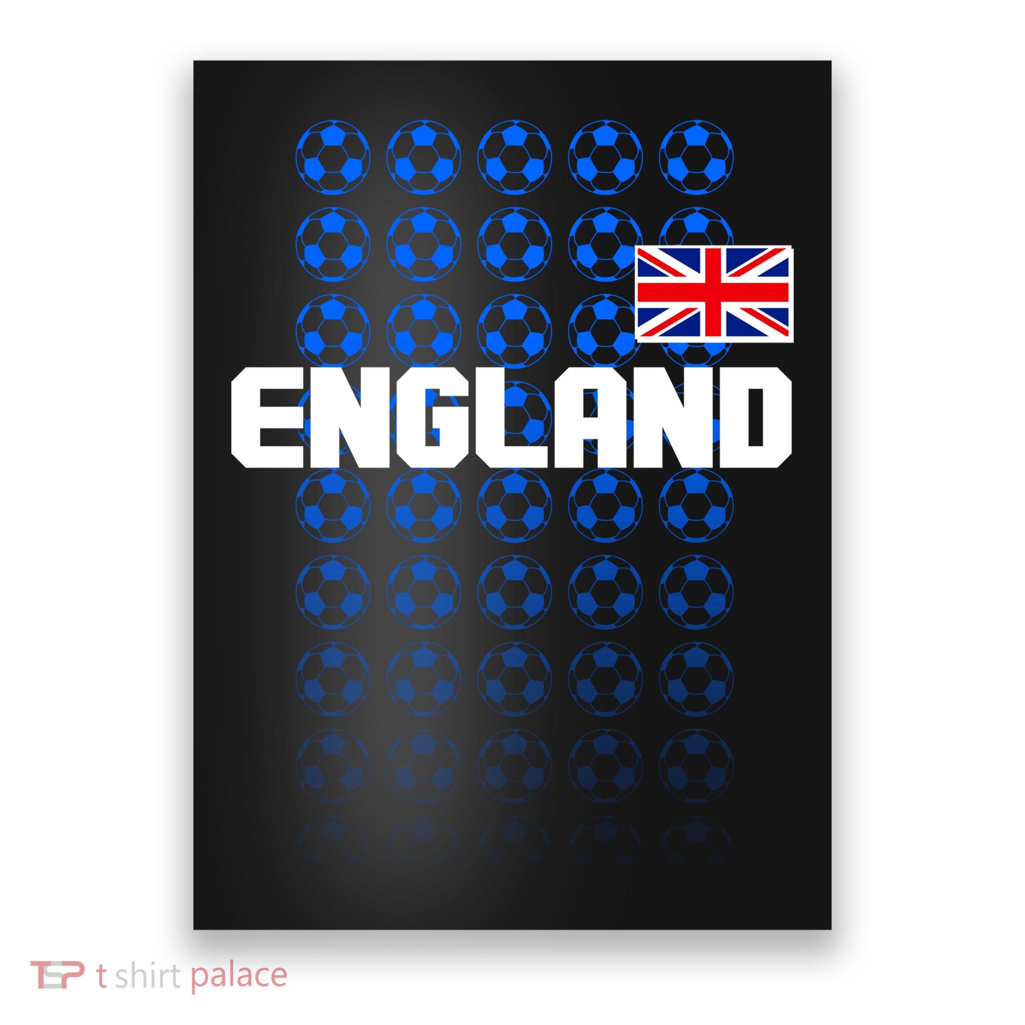 England Flag Soccer Ball Futbol Pattern Poster