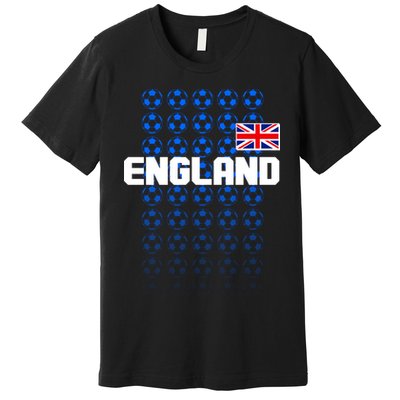 England Flag Soccer Ball Futbol Pattern Premium T-Shirt