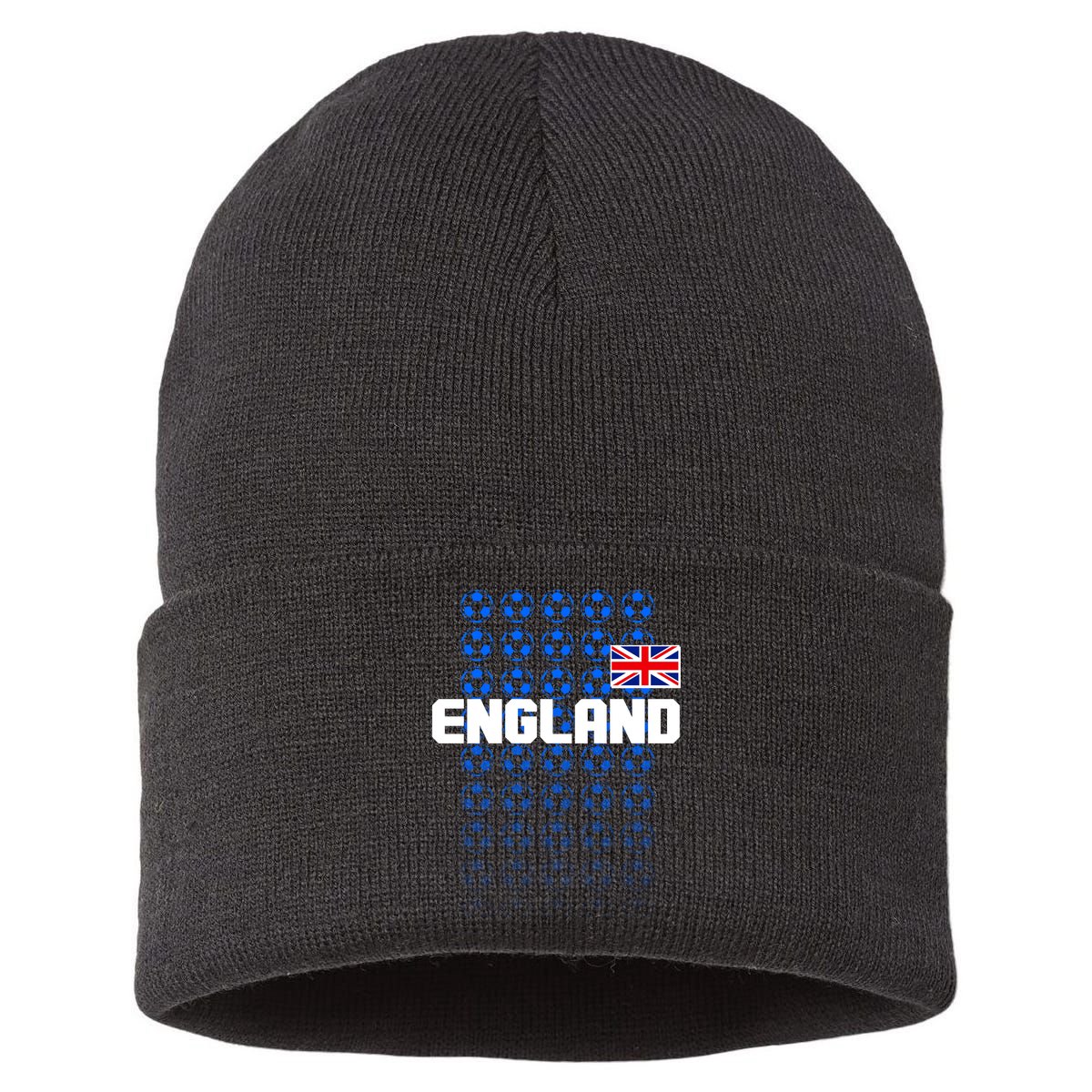 England Flag Soccer Ball Futbol Pattern Sustainable Knit Beanie
