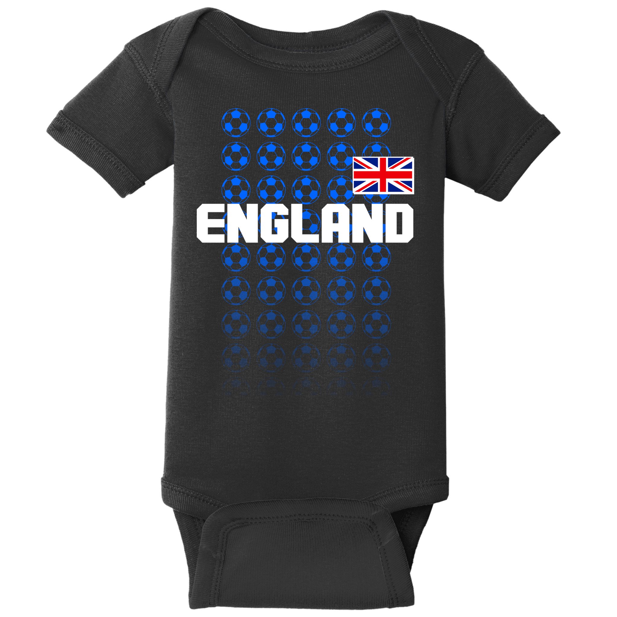 England Flag Soccer Ball Futbol Pattern Baby Bodysuit