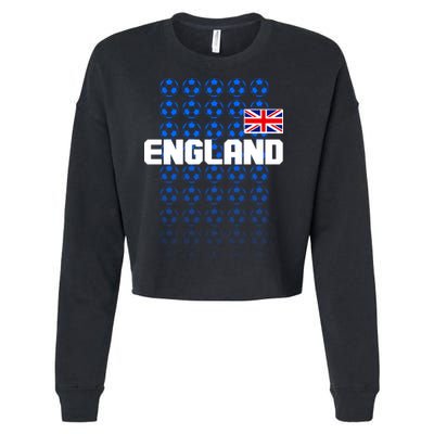 England Flag Soccer Ball Futbol Pattern Cropped Pullover Crew