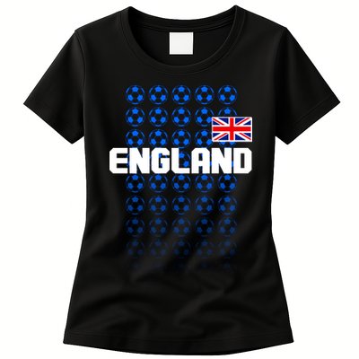 England Flag Soccer Ball Futbol Pattern Womens T-Shirt