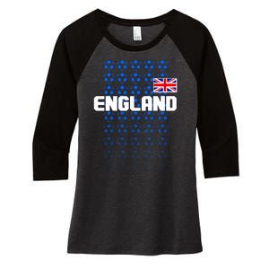 England Flag Soccer Ball Futbol Pattern Women's Tri-Blend 3/4-Sleeve Raglan Shirt