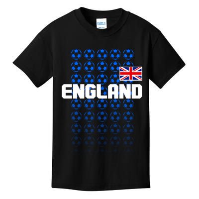 England Flag Soccer Ball Futbol Pattern Kids T-Shirt