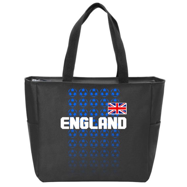 England Flag Soccer Ball Futbol Pattern Zip Tote Bag