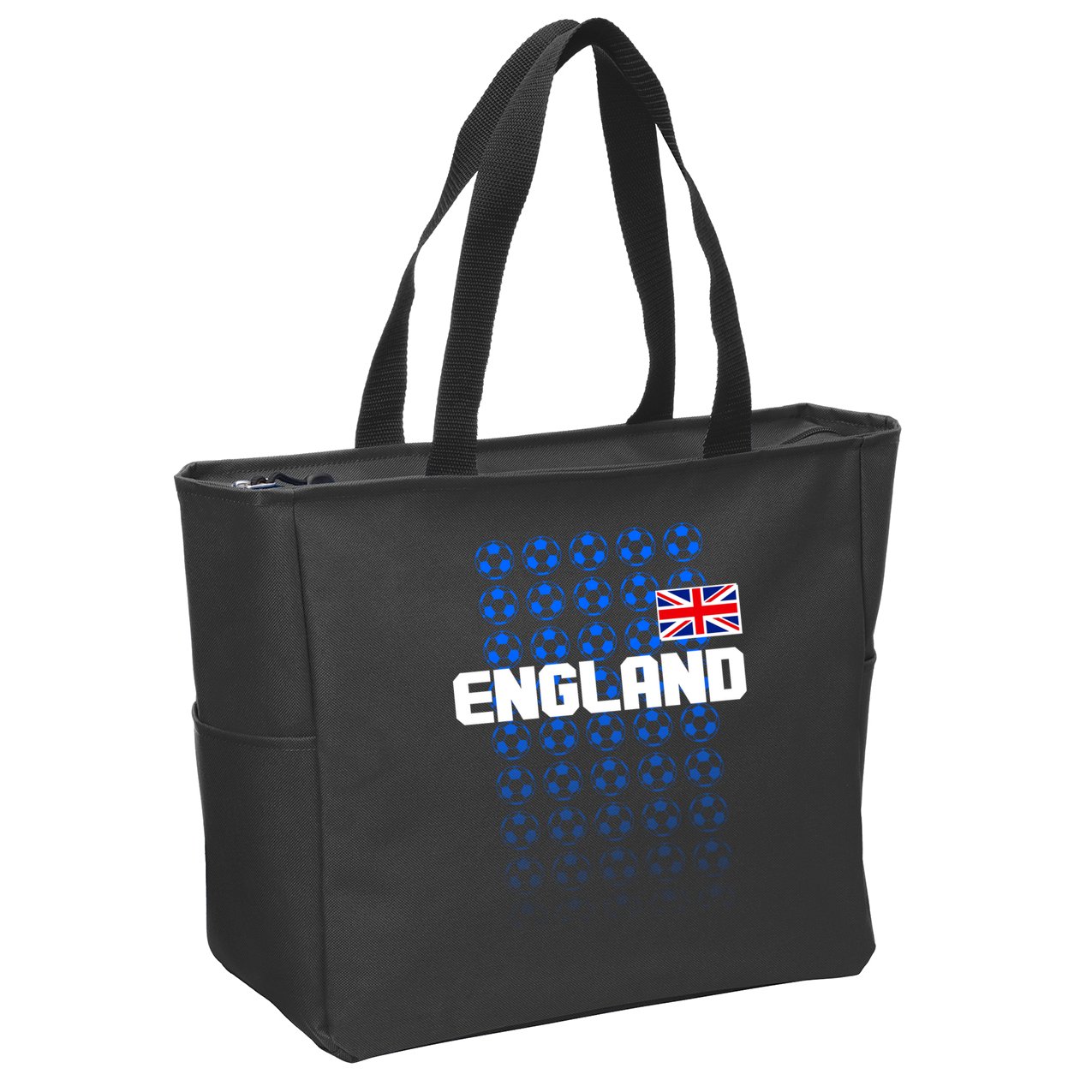 England Flag Soccer Ball Futbol Pattern Zip Tote Bag
