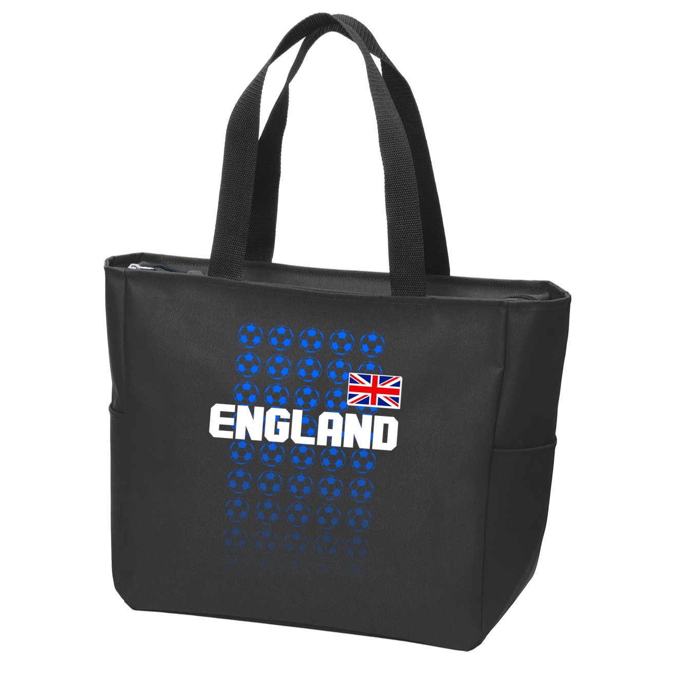 England Flag Soccer Ball Futbol Pattern Zip Tote Bag