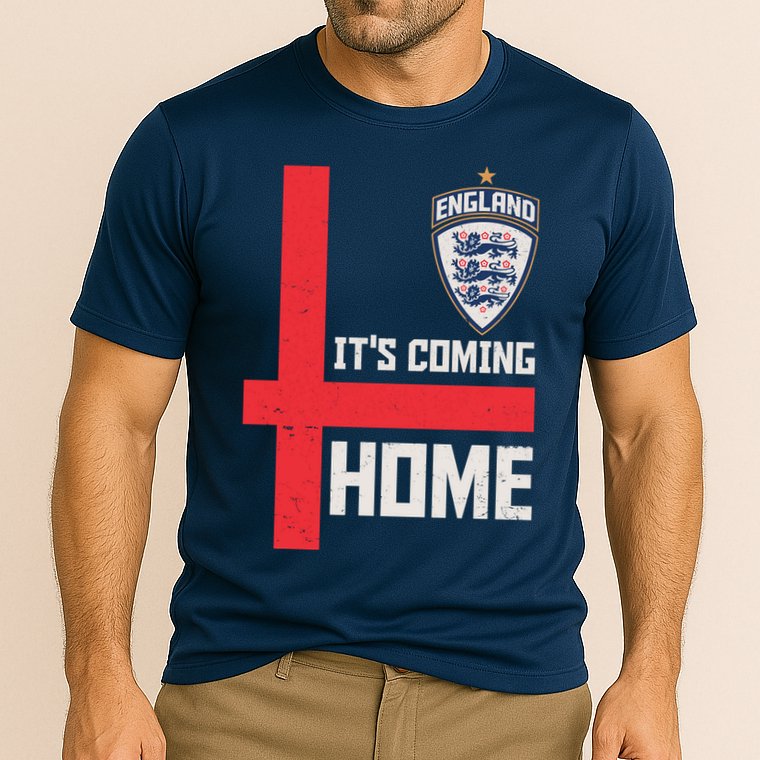 England It's Coming Home Soccer Jersey Futbol Cooling Performance Crew T-Shirt
