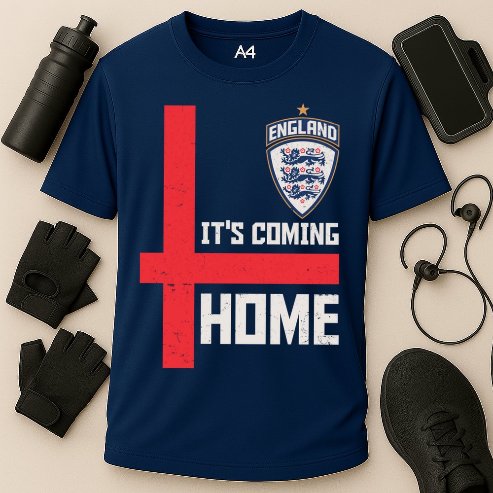 England It's Coming Home Soccer Jersey Futbol Cooling Performance Crew T-Shirt