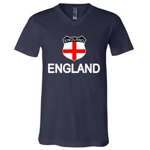 England Soccer Fan English Crest Flag V-Neck T-Shirt