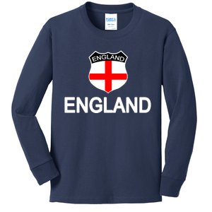 England Soccer Fan English Crest Flag Kids Long Sleeve Shirt