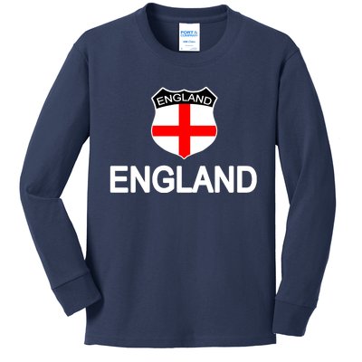 England Soccer Fan English Crest Flag Kids Long Sleeve Shirt