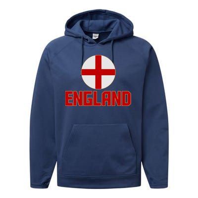 England Soccer Football Red and White Cross Flag logo Performance Fleece Hoodie