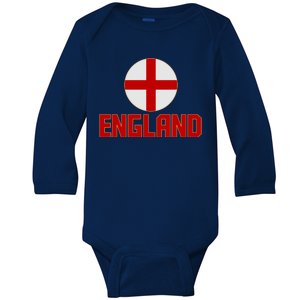 England Soccer Football Red and White Cross Flag logo Baby Long Sleeve Bodysuit