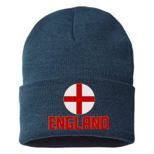 England Soccer Football Red and White Cross Flag logo Sustainable Knit Beanie