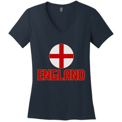 England Soccer Football Red and White Cross Flag logo Women's V-Neck T-Shirt