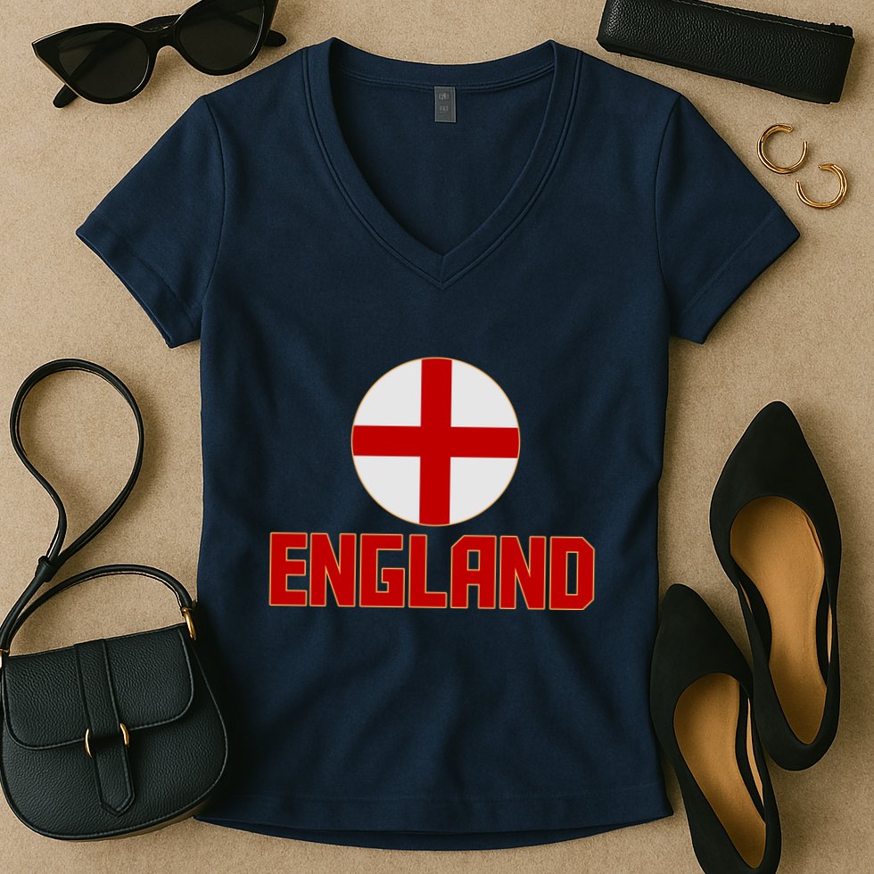 England Soccer Football Red and White Cross Flag logo Women's V-Neck T-Shirt