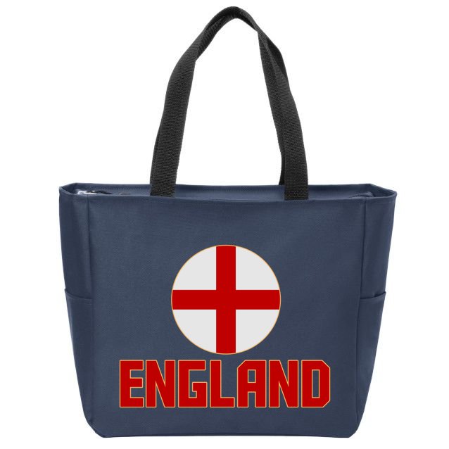 England Soccer Football Red and White Cross Flag logo Zip Tote Bag