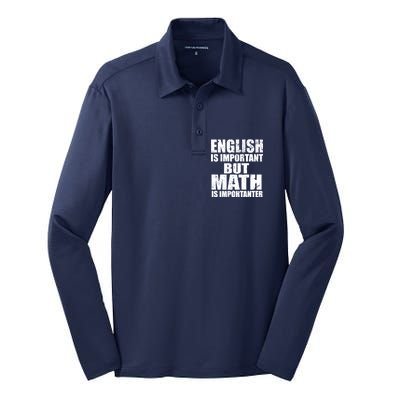 English Is Important But Math Is Importanter Silk Touch Performance Long Sleeve Polo