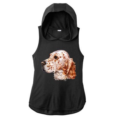 English Setter Dog Ladies PosiCharge Tri-Blend Wicking Draft Hoodie Tank