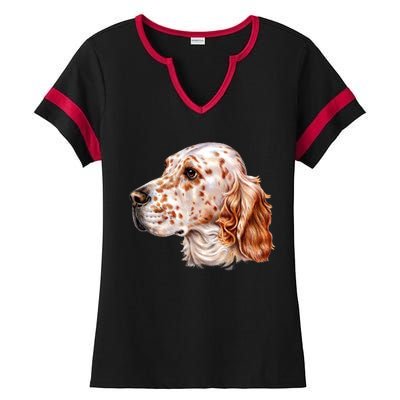 English Setter Dog Ladies Halftime Notch Neck Tee