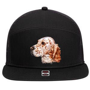 English Setter Dog 7 Panel Mesh Trucker Snapback Hat