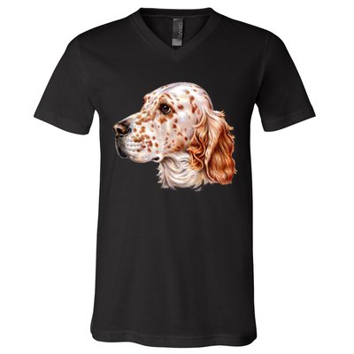 English Setter Dog V-Neck T-Shirt