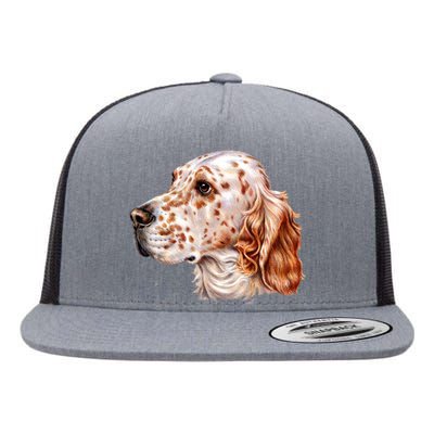 English Setter Dog Flat Bill Trucker Hat