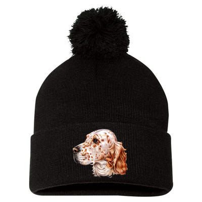 English Setter Dog Pom Pom 12in Knit Beanie