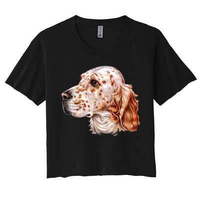 English Setter Dog Women's Crop Top Tee