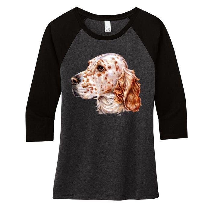 English Setter Dog Women's Tri-Blend 3/4-Sleeve Raglan Shirt