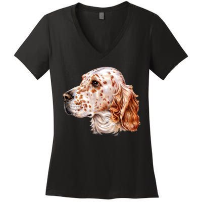 English Setter Dog Women's V-Neck T-Shirt