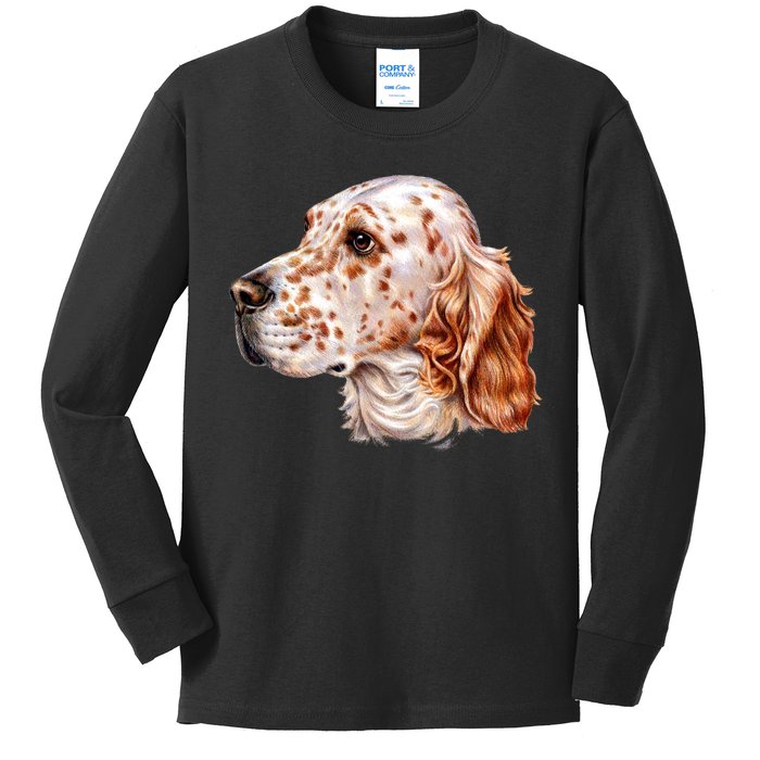 English Setter Dog Kids Long Sleeve Shirt