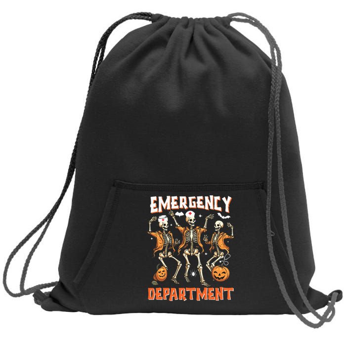 Er Nurse Halloween Room Emergency Department Funny Skeletons Sweatshirt Cinch Pack Bag