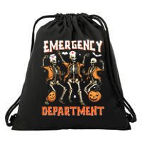 Er Nurse Halloween Room Emergency Department Funny Skeletons Drawstring Bag