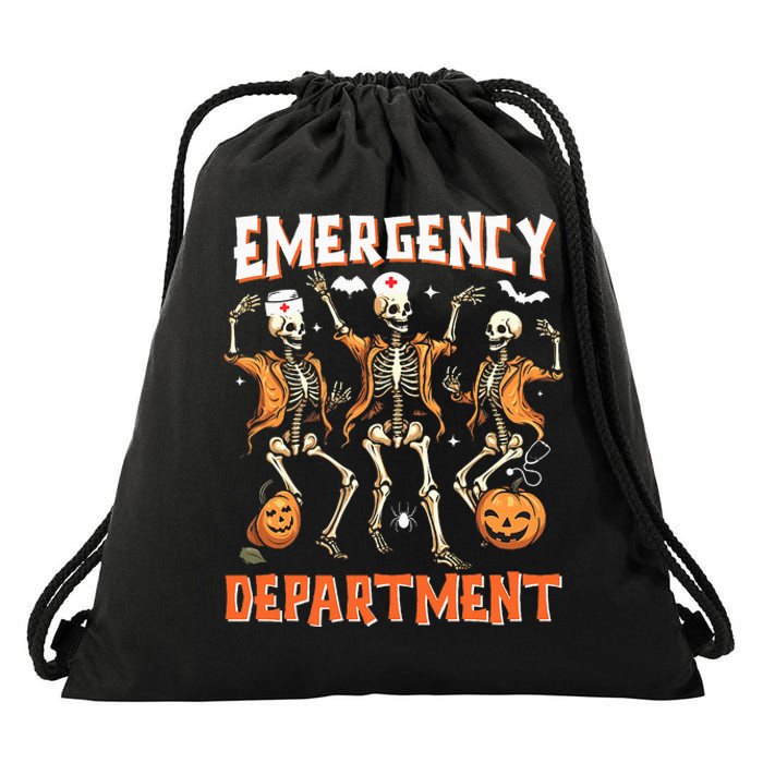 Er Nurse Halloween Room Emergency Department Funny Skeletons Drawstring Bag