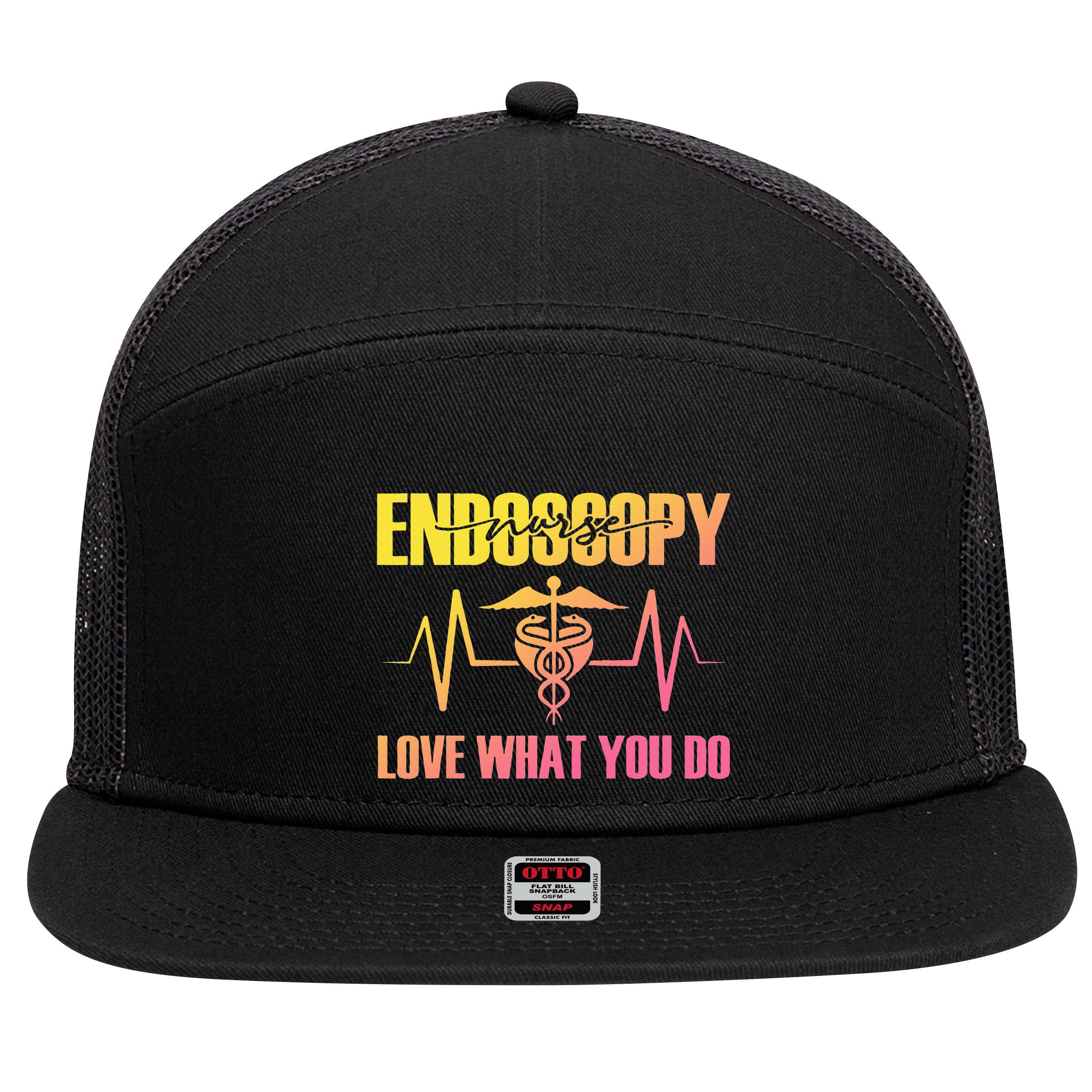 Endoscopy Nurse Heartbeat Love What Do Colon 7 Panel Mesh Trucker Snapback Hat