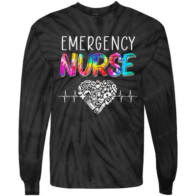 Er Nurse Heart Appreciation Day Emergency Room Nursing Life Tie-Dye Long Sleeve Shirt