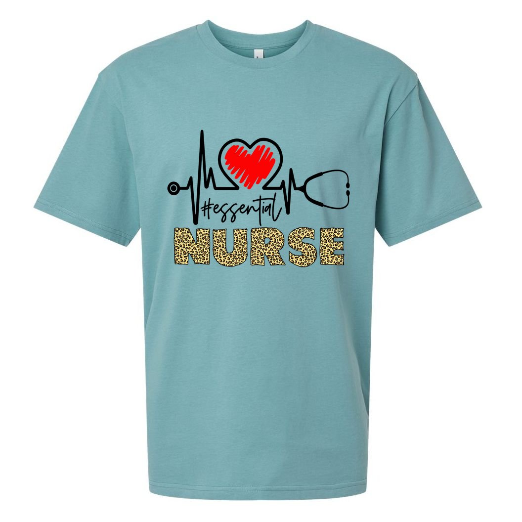 Essential Nurse Heartbeat Nurse Gift Sueded Cloud Jersey T-Shirt