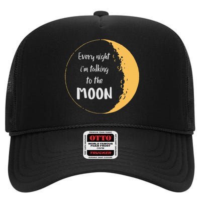 Every Night I’M Talking To The Moon Aesthetic Space High Crown Mesh Back Trucker Hat