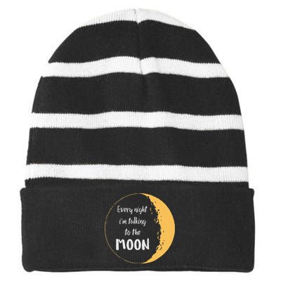 Every Night I’M Talking To The Moon Aesthetic Space Striped Beanie with Solid Band