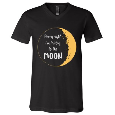 Every Night I’m Talking To The Moon Aesthetic Space V-Neck T-Shirt