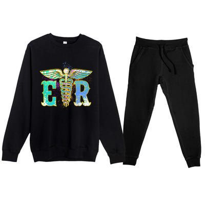 ER Nurse Illustration Design Emergency Nurses Day Premium Crewneck Sweatsuit Set