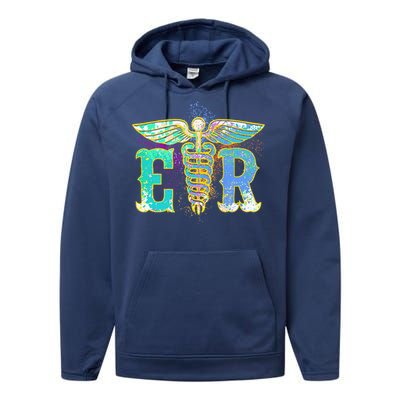 ER Nurse Illustration Design Emergency Nurses Day Performance Fleece Hoodie