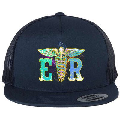 ER Nurse Illustration Design Emergency Nurses Day Flat Bill Trucker Hat