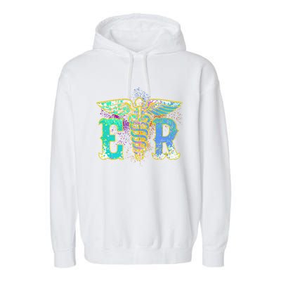 ER Nurse Illustration Design Emergency Nurses Day Garment-Dyed Fleece Hoodie